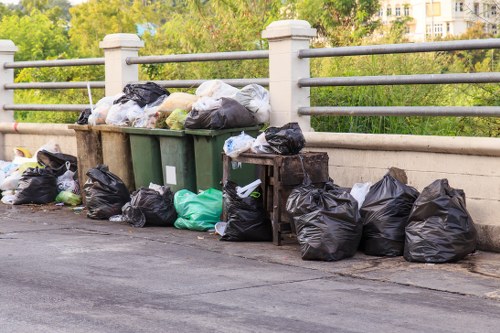 Recyclable materials neatly sorted and labelled for transfer station delivery